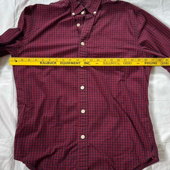 Abercrombie and Fitch mens plaid button up shirt size medium red blue preppy aca - Picture 6 of 7